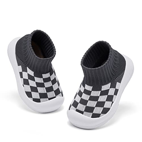 Image of Eashi Baby Boy Girl Non-Skid Indoor Infant Walking Shoes Breathable Warm Elastic Sock Shoes with Memory Sole Protect Toes Outdoor Sneakers