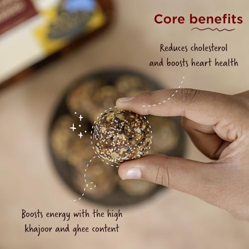 Image of Two Brothers Organic Farms Khajoor Laddoos: Handcrafted with Dates, Dry Fruits, Seeds & A2 Ghee, Sugar-Free, Perfect for Festive Gifting (175g)