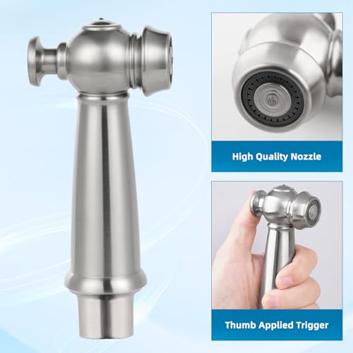 Image of Universal Kitchen Sink Sprayer with Hose /Holder /Adapters, Brushed Nickel | NSF /ANSI /CAN 372 Certified, Sink Faucet Sprayer Attachment Compatible with Moen /Delta, Side Sprayer Head with Quick Connector