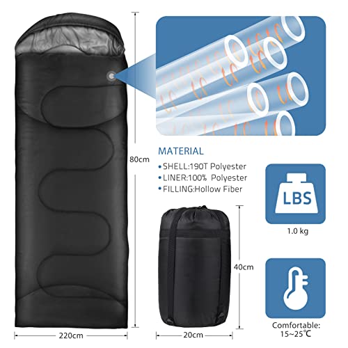 Schlafsack Outdoor für Camping 3 Jahreszeiten Erwachsene Schlafsack, 2 in 1 Funktion Deckenschlafsäcke, Warm, Leichtgewichtig, Wasserdicht für Rucksackreisen, Wandern und Reisen – Bild 3