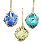 Precioso juego de bolas decorativas de cristal con aspecto marítimo en los colores: azul, turquesa y verde
