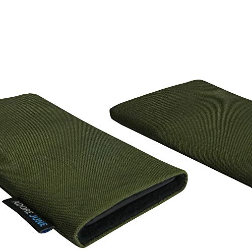 Adore June Classic Vert-Olive Housse de Protection Compatible avec iPhone 13 Pro Max/iPhone 12 Pro Max, Pochette Établie Résistant Textile avec Affichage Nettoyage Effet