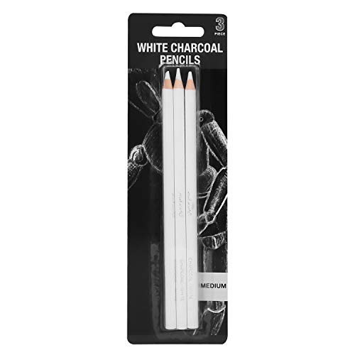 3Pcs White Charcoal Pencils Graphite Drawing Painting Sketch Pencils Pens Artist Shading Painting Pencils Art Office Supplies Wooden Colored Pencils Professional Art Tool Kit for Artist Beginners