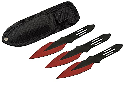 Szco Supplies 5.5” Mini Red/Black 3 Piece Throwing Knife Set with Nylon Sheath