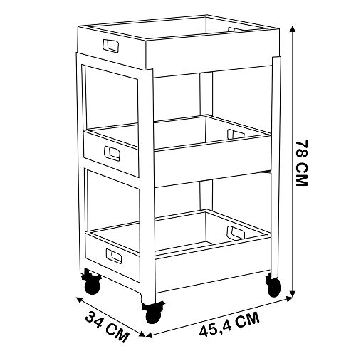 Fruteira Para Cozinha Multiuso com Rodízio Morélia Grafite Madeira Maciça Rustic Brown - Gran Belo