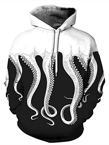 Fanient Sudaderas con Capucha de la Personalidad Sudaderas de Manga Larga con Estampado 3D de Pulpo para Hombres, Mujeres, niños y niñas