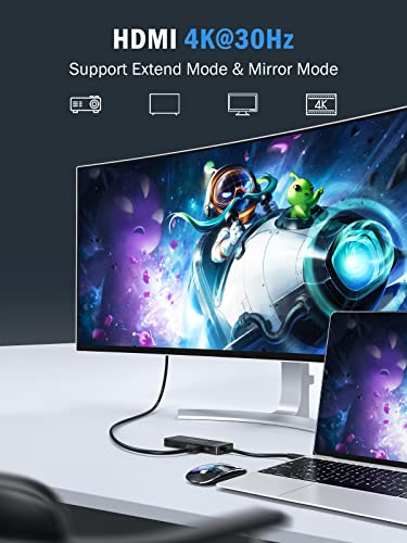 Lemorele 9-In-1 Usb C Hub Multiport Adapter, Usb C Dongle With 4K Hdmi For Macbook Pro Air, 3 Usb 3.0 5Gbps Port, Type C Data Port, 100W Pd, Sd/Tf Card Reader Adapter, Compatible For Windows/Mac/Ipad #TOP2