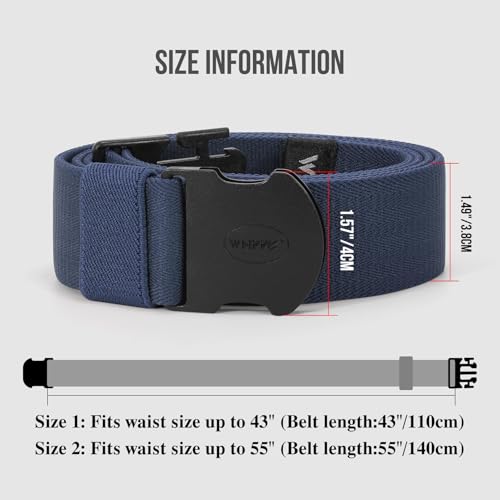 Image of WHIPPY Mens Elastic Stretch Belt Unisex Adventure Web Belt for Women Men with Non-Metal Buckle Adjustable Belts