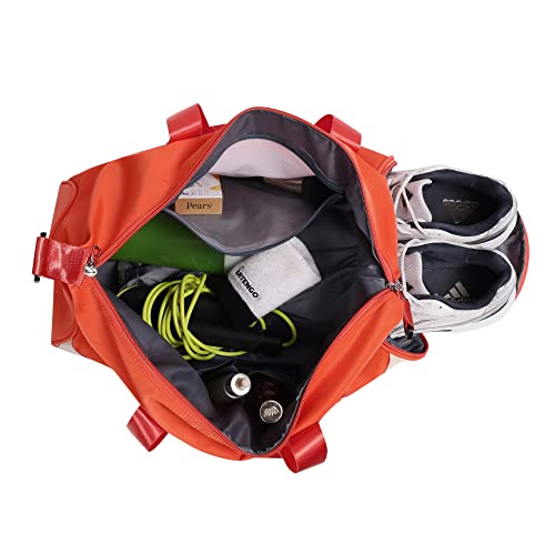 Image of Furn Aspire Lightweight Waterproof Sports Fitness Gym Duffel Yoga Weekend Travel Bag with Separate Shoes Compartment & Wet Pocket Men & Women (K. Orange)