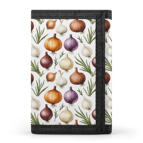 Onion Print Wallet for Men, 8 Credit Card Holder Slim Minimalist Front Pocket Small Mens Bifold Wallets