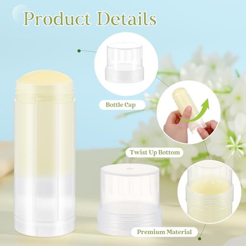 30 Pcs 60ml/2oz Empty Deodorant Containers Twist Up Filling Bottle Refillable Plastic Deodorant Holder Tube for Homemade Lipstick Sunscreen Balm Lotion Bar (Translucent)4