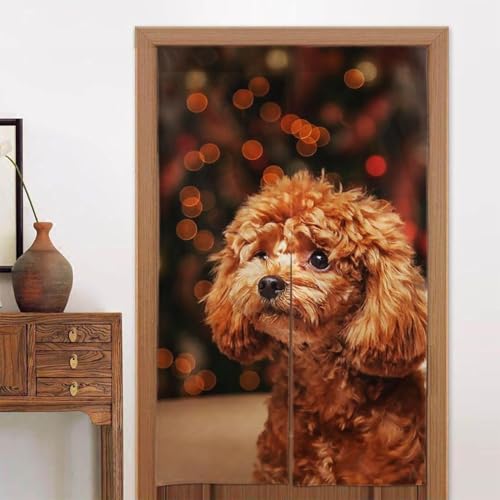 のれん 目隠し ロング 暖簾 かわいい プードル 犬柄 萌え 和風のれん 86 x 143cm 間仕切りカーテン 遮光のれん おしゃれ シェードカーテン つっぱりカーテン キッチン 出入り口 飾り物 和室 洋室 飲食店 部屋飾り