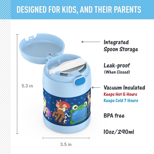 Image of THERMOS FUNTAINER Food Jar with Spoon, 10oz, Toy Story 5 | Kid-Friendly Stainless Steel Insulated Food Container, Keeps Food Hot or Cold Longer for School & Play, BPA Free