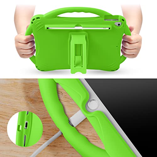 Image of Kid's Case for iPad 9th /8th /7th Generation 10.2 Inch, Built-in Handle Stand, Comes with a Strap, Silicone Shockproof Case (Green)
