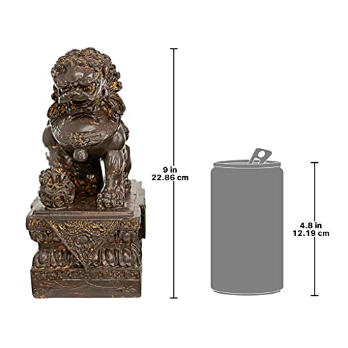 Estatua Asiática León Guardián Chino Macho 9 pulgadas miniatura 3