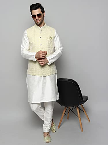 Image of Uri and MacKenzie Men's Silk Blend Kurta Pajama with Designer Ethnic Nehru Jacket /Modi Jacket