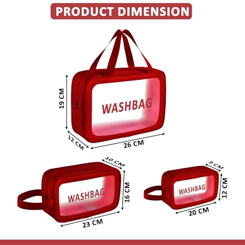 Image of Kuber Industries Pack of 2 Makeup Organizer Bag with Zip & Hand Strap | (3 Pouches Each) Travel Washbag Pouch for Men & Women | Skincare, Vanity Cosmetic & Toiletry Organiser Box | Black & Maroon