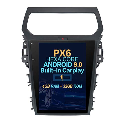 Flyunice 12.1 Inch Android 9.0 IPS Screen Car Stereo Radio GPS Navigation for Ford Explorer 2011-2019 Manual A/C Touch Screen 6 Core 4GB RAM Head Unit Bluetooth Carplay Multimedia Player WiFi