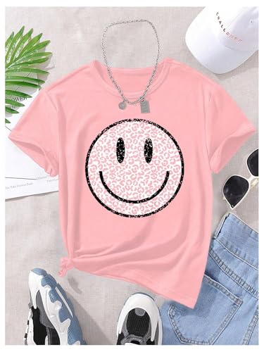 Image of SHENHE Girl's Summer Hawaiian Shirt Aloha Tropical Graphic Cute Crewneck Short Sleeve T Shirts Teen