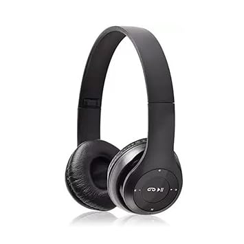 GIIG Wireless Bluetooth Headphones, P47 Over-Ear Headset with Extra Bass, Foldable Design, Soft Memory Protein Earmuff, Bluetooth 5.0, FM Radio, SD Card Support, AUX Input, Black