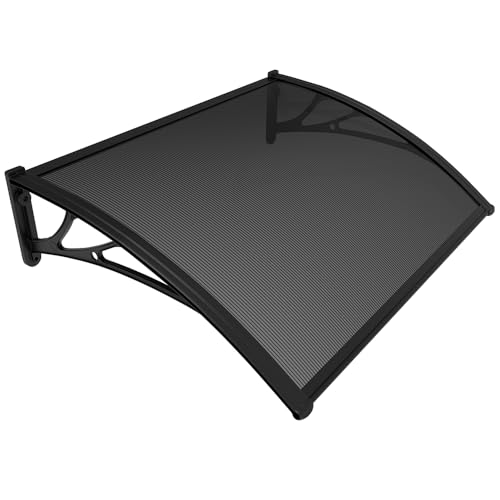VOUNOT® Marquesinas Exterior para Puertas y Ventanas, 100 x 80 cm Tejadillo de Protección, Toldo Cubierta de Policarbonato en Jardín, Antracita