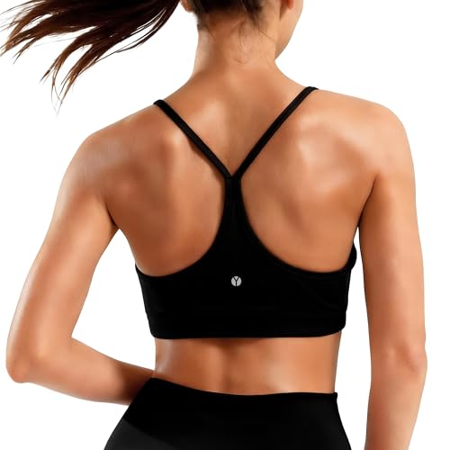 MXYMXY Women's Sculpting Compression Y-Back Sports Bra for A-C Cups Black