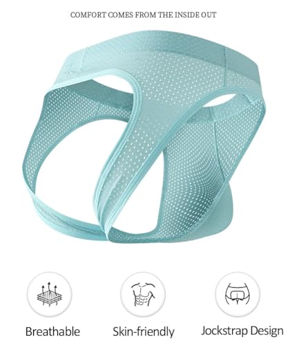 Men's 5-Pack Jockstrap Seamless Underwear Thongs Mesh Jock Strap Athletic Supporter2