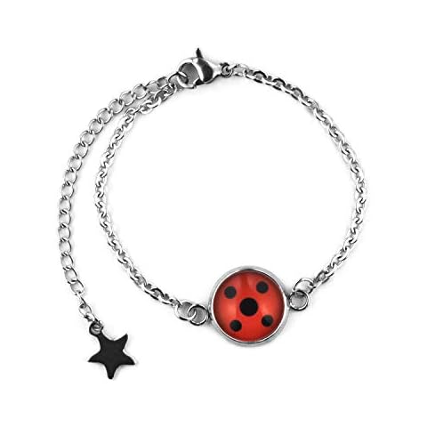 SCHMUCKZUCKER Kinder Edelstahl Armband Motiv Marienkäfer Mädchen Silber Rot Schwarz 14mm verstellbar Cover