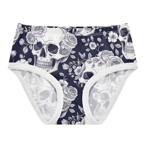 Durable Toddler Underwear Floral 2t Cotton Panties Little Girl Skulls Roses Flowers White Black Briefs Girls Undies