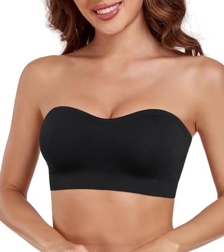 Image of Lemorosy Women's Wireless Bandeau Bra Multiway Bralette Seamless Non-Slip Silicone Comfortable Strapless Tube Top Bra