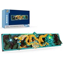Mythic Dragon Tiles Building Blocks Set with LED Lights, Divine Loong 3D Wall Art Building Toys 170020 with Flowers, 1532 Pcs Dragon Relief DIY Model Kit for Adult, Creative Gifts & Decor