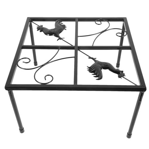 Soporte de gallinas anti-derrames SEWACC: base de hierro cuadrada para comedero de corral