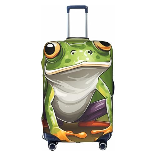 Cartoon Frog Tsa Approved Luggage Cover For 18-32 Inch Suitcases Scratch-Resistant Stretch Luggage Cover