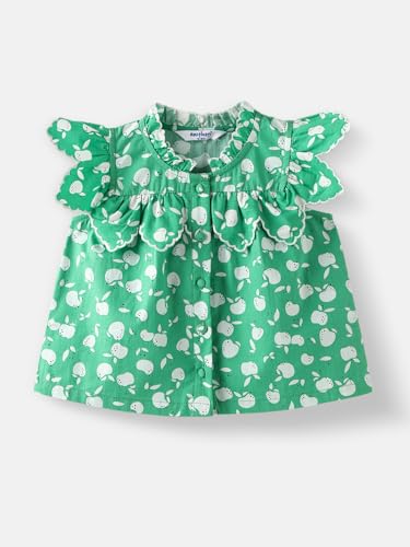 Image of Nautinati Baby Girls Printed Flutter Sleeve Top with Shorts Clothing Set | Age 0-3 Years