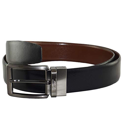 Image of GIL Men's Genuine Leather Reversible Formal Belt | Black & Brown Dual-Side | Adjustable with Rotating Buckle | Stylish & Durable for Office and Casual Wear 35mm