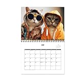 Keloglu 動物壁掛けカレンダー、2025年壁掛けカレンダー | 飼い猫の月間カレンダー - カラフルな壁掛けカレンダー、12か月カレンダー、家庭、学校、教室、職場用