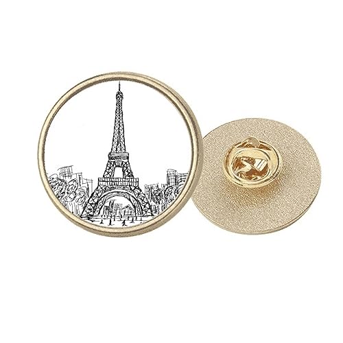 Broche Tour Eiffel carrée France Paris ronde métal doré taille M