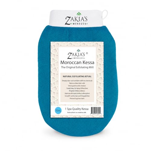 Image of Zakia's Morocco Moroccan Kessa Exfoliating Scrub Glove - Teal Blue