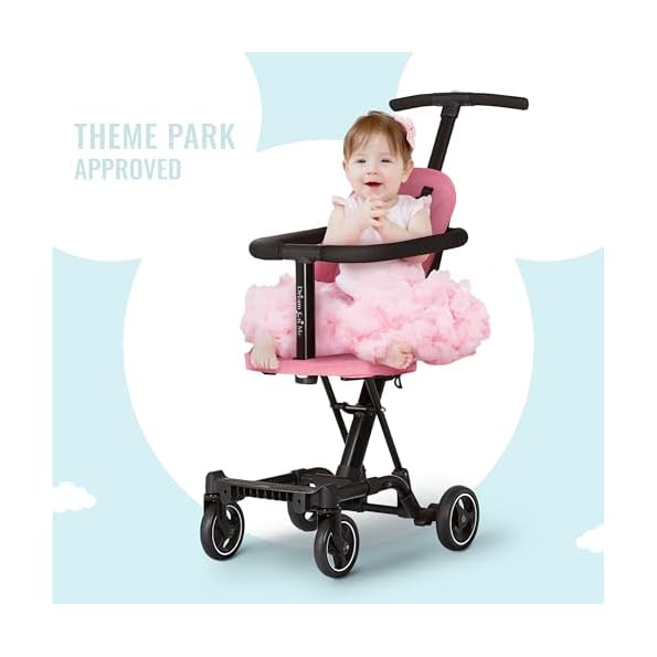 Dream-On-Me-Coast-Rider-Travel-Stroller–Pink-Lightweight-Compact-Baby-Stroller-Theme-Park-Approved-Book-Folding-Design-Adjustable-Handle-Soft-Ride-Wheels-Converts-to-Rider-Scooter