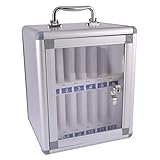 Mobile Phone Storage Cabinet - Aluminum Alloy Safe Deposit Box with Handle for Office, Classroom, Conference, Secure Storage Solution, Organizational Tool, Durable & Portable