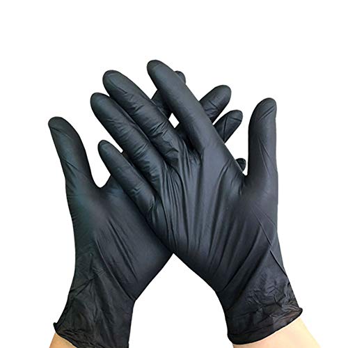 HotMall-US Protect Hands,100Pcs Medica1 Disposable Elastic Nitrile Rubber Tattoo Clean Protective Gloves,Latex Free, Powder Free, Food Safe, Disposable, Non-Sterile Black M