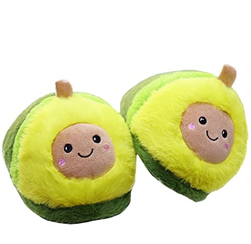 HANDKEI Plush avocado slippers cute Llama plush slippers women's plush home shoes