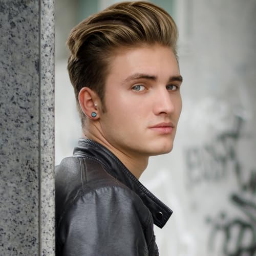 Black Stud Earrings 925 Sterling Silver Black Round Earrings Hypoallergenic Punk Gothic Jewelry Gifts Birthdays Christmas for Women Men - Image 6