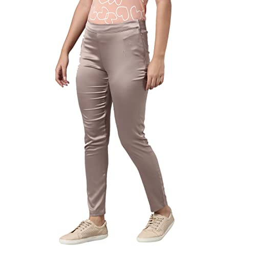 Image of GO COLORS Women Mid Rise Polyester Shiny Pant