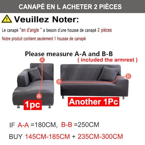 Housse de canapé d'angle imperméable gris protège 3 places - 8
