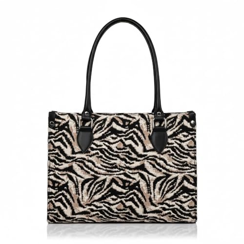 Image of ENSAC Cotton Tote Bag for Women, Stylish Handbag for women with Zip Closure | Fit for Office Bag, College, Travel Use | Handcrafted in India