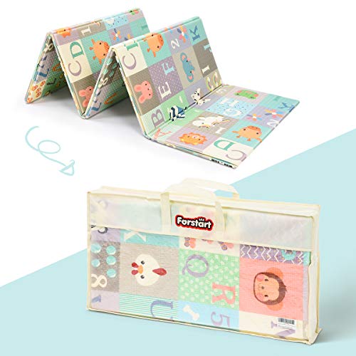 Baby Reversible Play Mat 78.7inchx 59inchx0.4inch Double-Sided Crawling Mat Foldable Waterproof Non-Toxic Portable BPA Free Floor Mat for Toddlers, Infants, Kids (Animals&Letters) - Thumbnail 7