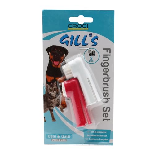 Croci Gill's - Spazzolino da Dito per Cani, per Pulizia e Igiene Orale dei Cani, 2 pz