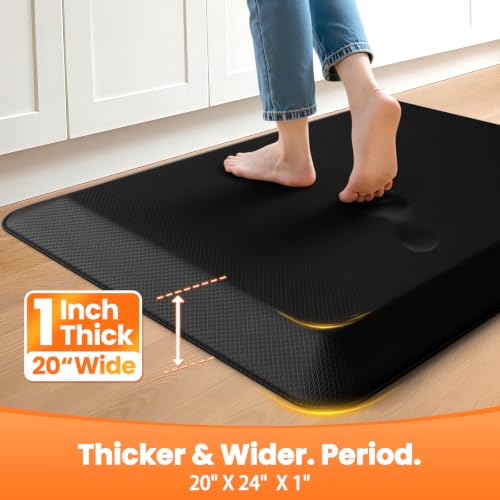 Image of 1-Inch Thick Anti-Fatigue Mat for Kitchen and Standing Desk, 20 inchx24 inch, Black