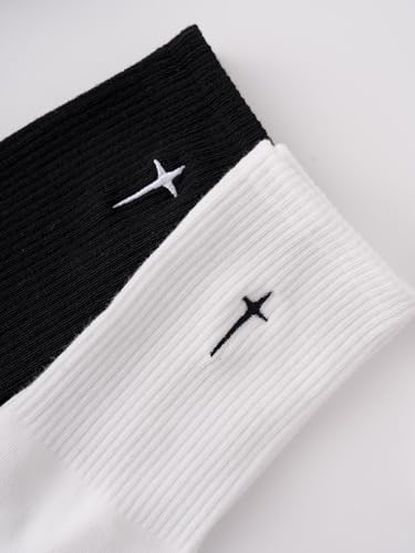 Men's 2pairs Cross Embroidered Casual Crew Socks3